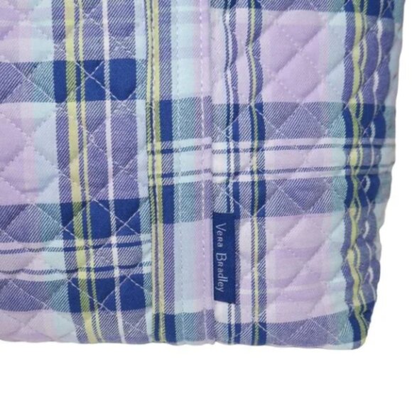 Vera Bradley Vera Tote Quilted Handbag Weekender Amethyst Plaid Travel NWT - Picture 5 of 9